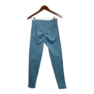 HALARA OneForm Seamless Flow High Waisted Booty Scrunch Leggings |Blue | L | 7/8